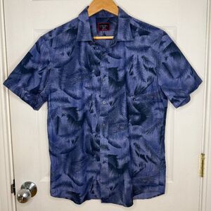 UNTUCKit Ferrara Blue Floral Palm Short Sleeve Shirt Size Medium Slim